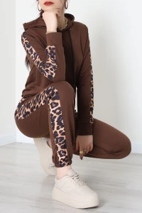 Leopar Garnili Eşofman Takım Kahve - 20112.1857.