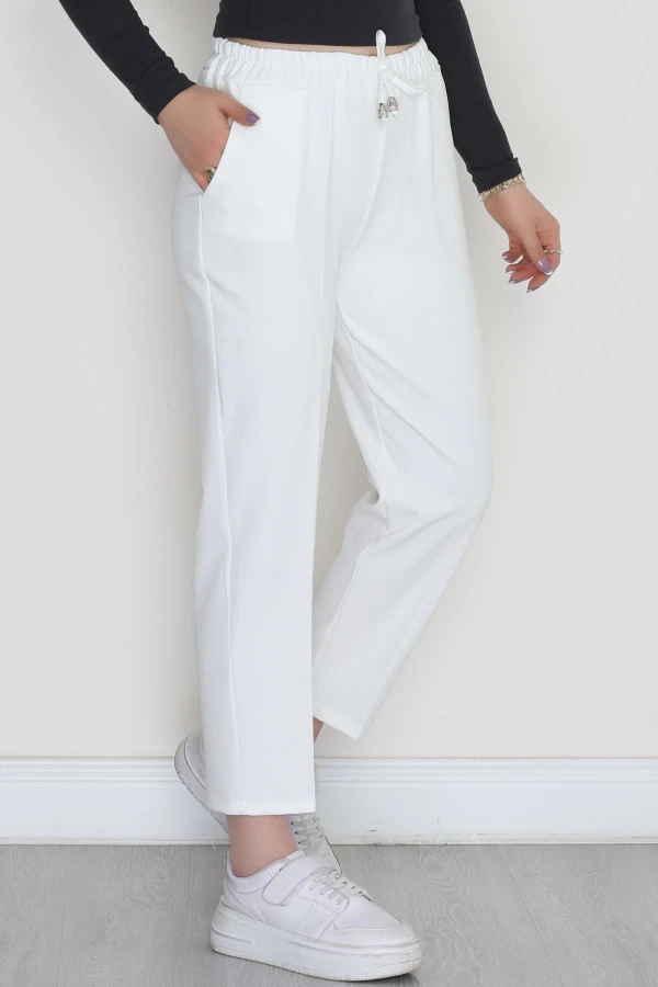 Dabıl Bağcıklı Pantolon Ekru - 20138.1884.