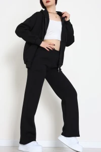 3 İplik Şardonlu Eşofman Takımı Siyah - 20254.1878.