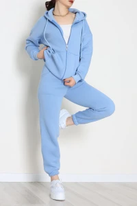 3 İplik Kapşonlu Eşofman Takımı Bebemavi - 20255.1878.