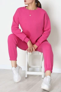 3 İplik Bisiklet Yaka Eşofman Takımı Fuşya - 20779.1878.