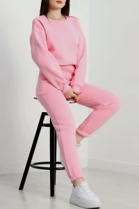 3 İplik Bisiklet Yaka Eşofman Takımı Pembe - 20779.1878.