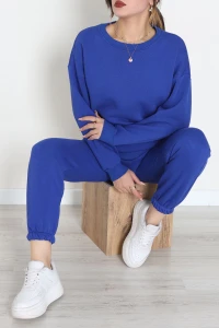 3 İplik Bisiklet Yaka Eşofman Takımı Saks - 20779.1878.