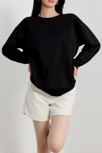 2 İp Bisiklet Yaka Sweat Siyah - 20790.1878.