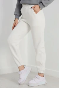 Paça Lastikli 3 İplik Eşofman Altı Ekru - 20956.1878.