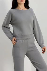 Bisiklet Yaka 3 İplik Sweat Antrasit - 20958.1878.