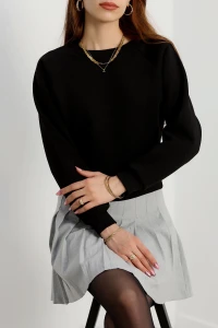 Bisiklet Yaka 3 İplik Sweat Siyah - 20958.1878.