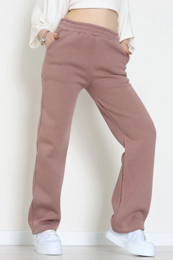 Üç İplik Palazzo Eşofman Altı Bej - 20970.1878.