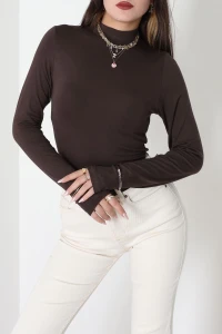 Parmak Geçmeli Bluz Kahve - 21756.200.
