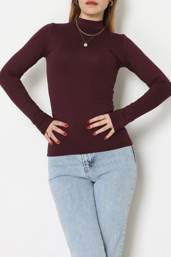 Parmak Geçmeli Bluz Mürdüm - 21756.200.