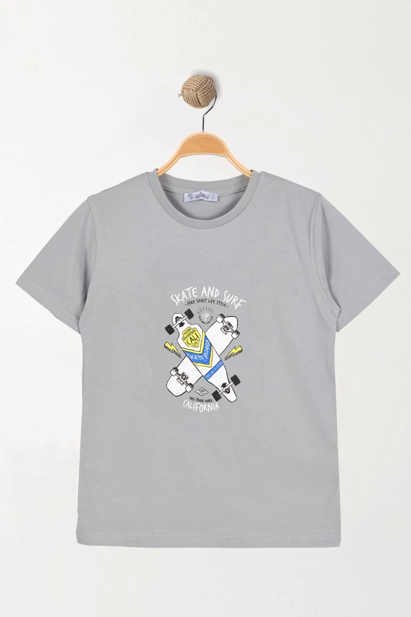 6-9 Yaş Çocuk Tişört Gri - 2250203.1576.