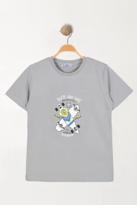 6-9 Yaş Çocuk Tişört Gri - 2250203.1576.