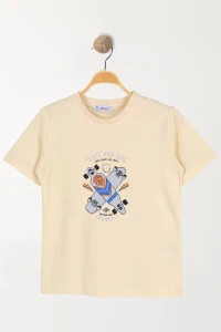 6-9 Yaş Çocuk Tişört Bej - 2250203.1576.