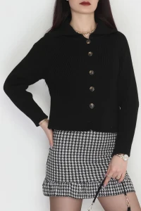 Polo Yaka Triko Hırka Siyah - 2283.1765.