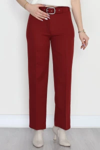 Kemerli Palazzo Pantolon Bordo - 24194.1397.