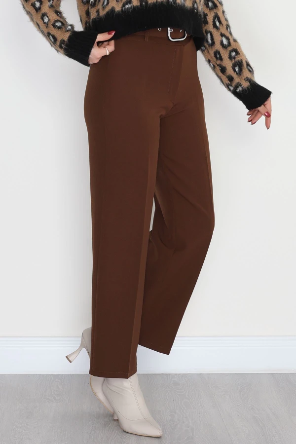 Kemerli Palazzo Pantolon Kahve - 24194.1397.