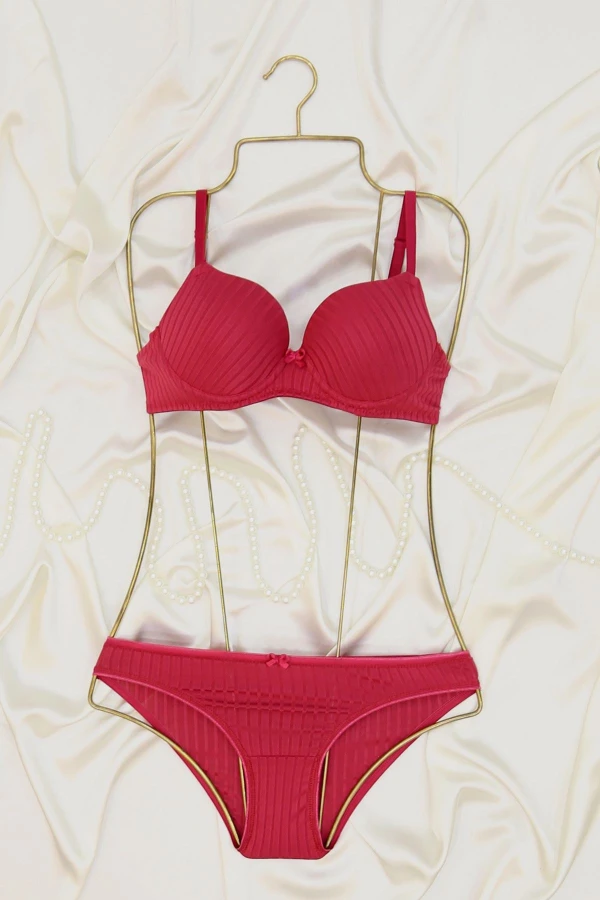 Sütyen Takım Fitilli Dolu Kap Vişne - 2554.1783.