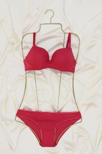 Sütyen Takım Fitilli Dolu Kap Vişne - 2554.1783.