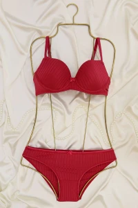 Sütyen Takım Fitilli Boş Kap Vişne - 2554-B.1783.