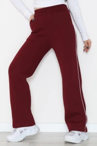 3 İplik Biyeli Palazzo Eşofman Altı Bordo - 30104.1878.