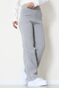 3 İplik Biyeli Palazzo Eşofman Altı Gri - 30104.1878.