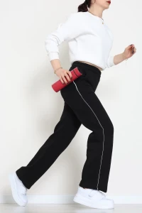 3 İplik Biyeli Palazzo Eşofman Altı Siyah - 30104.1878.