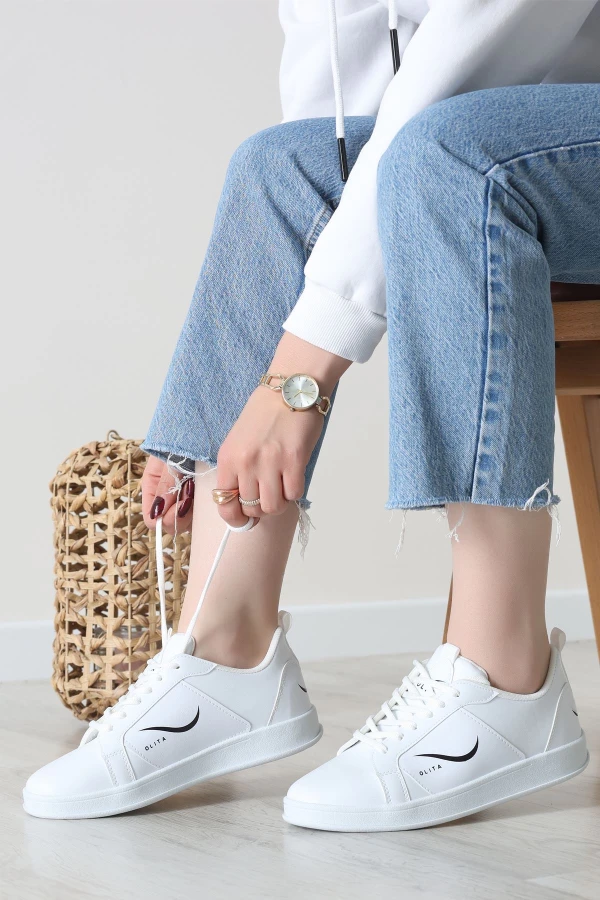 Baskılı Günlük Ayakkabı Beyazsiyah - 30303.264.