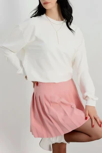 Bisiklet Yaka İki İplik Sweat Kırıkbeyaz - 304200.275.