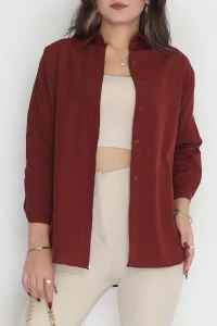 Terikoton Oversize Gömlek Bordo - 30840.1949.