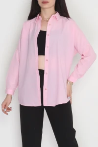 Terikoton Oversize Gömlek Pembe - 30840.1949.