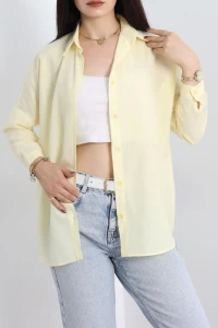 Terikoton Oversize Gömlek Tereyağsarı - 30840.1949.