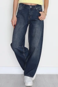Tokalı Baggy Kot Pantolon Lacivert - 31159.2059.
