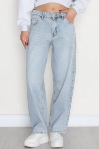 Tokalı Baggy Kot Pantolon Açıkmavi - 31159.2059.