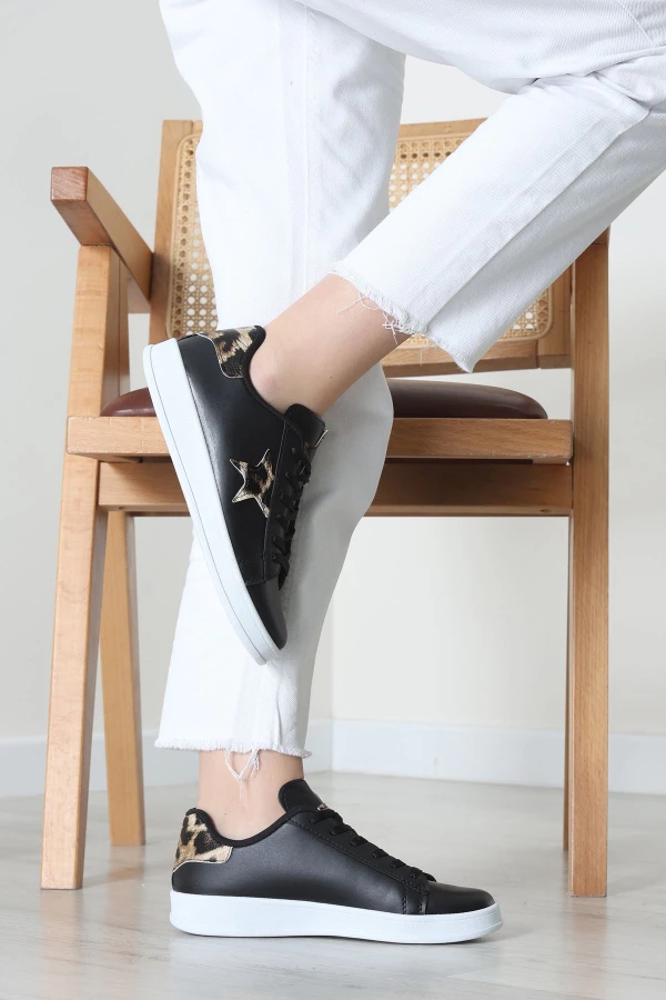 Yıldızlı Spor Ayakkabı Siyahleopar - 31295.264.