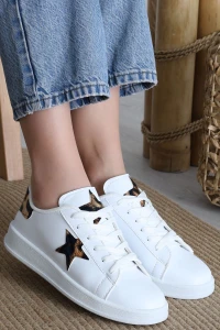 Yıldızlı Spor Ayakkabı Beyazleopar - 31295.264.