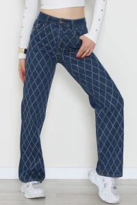 Taşlı Palazzo Kot Pantolon Koyumavi - 31362.2001.