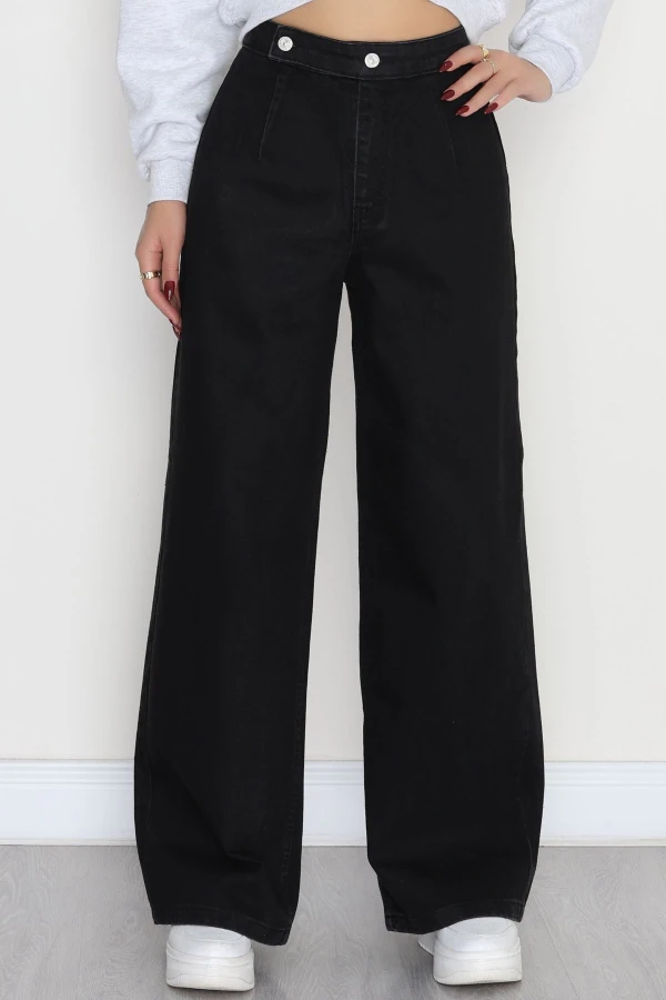 Cepsiz Pensli Palazzo Kot Pantolon Siyah - 31601.1184.