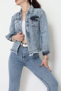 Altı Püsküllü Kot Ceket Mavi - 31786.683.