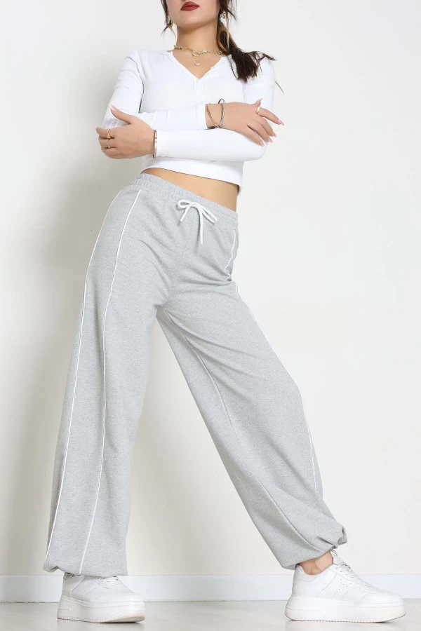 2 İplik Paça Stoperli Eşofman Altı Gri - 40019.1857.