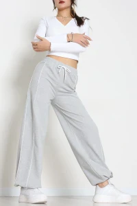 2 İplik Paça Stoperli Eşofman Altı Gri - 40019.1857.