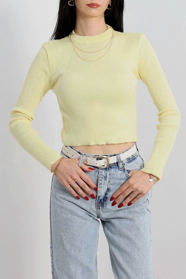 Bisiklet Yaka Triko Sarı - 4003.2043.