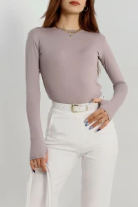 Bisiklet Yaka Parmak Geçmeli Viskon Body Vizon - 40075.599.