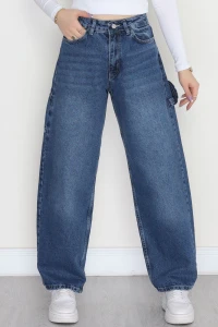 Carpenter Detaylı Baggy Kot Pantolon Lacivert - 40087.1184.