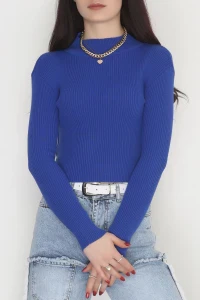 Yarım Balıkçı Yaka Triko Saks - 4049.2043.