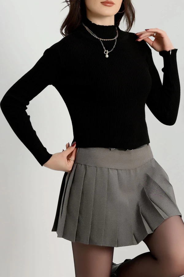 Yarım Balıkçı Yaka Triko Siyah - 4049.2043.