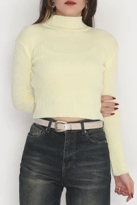 Yarım Balıkçı Yaka Triko Sarı - 4049.2043.