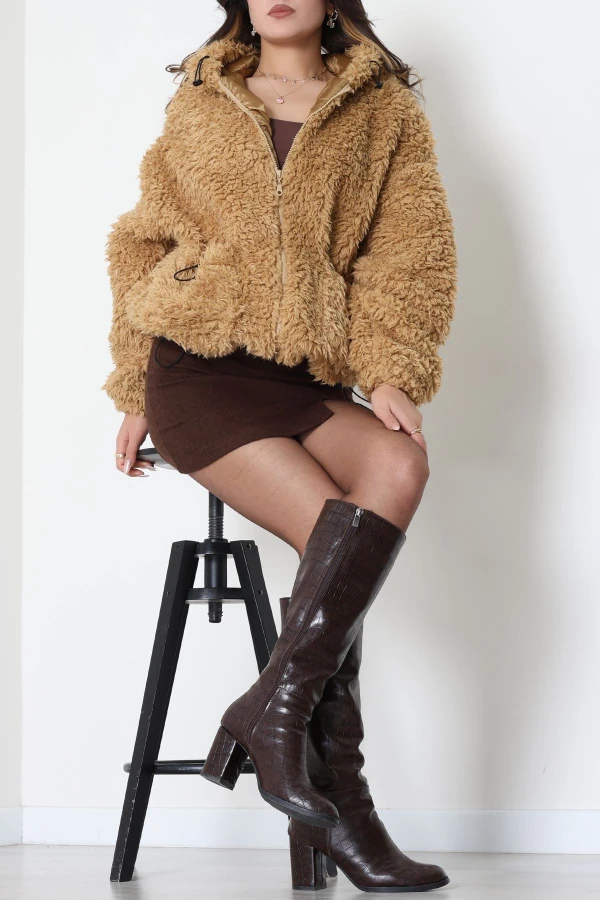 Sheep Kapşonlu Mont Camel - 406999.1247. | HaydiGiy