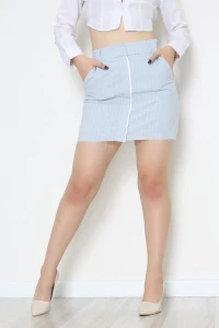 Çizgili Mini Etek Mavi - 40839.444.