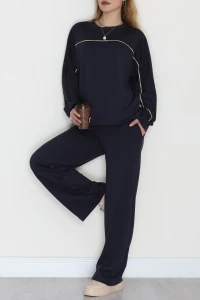 Biyeli Modal Kumaş Takım Lacivert - 4087.1247.