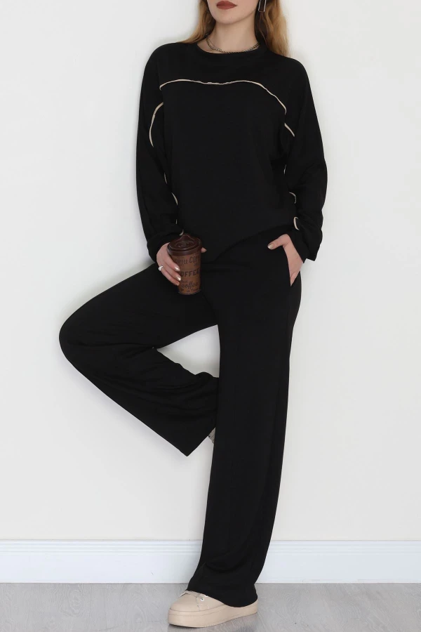 Biyeli Modal Kumaş Takım Siyah - 4087.1247.